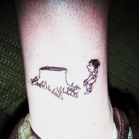 Tree tattoo with stump and small man