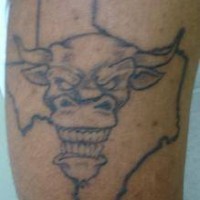 Angry bull on texas state tattoo