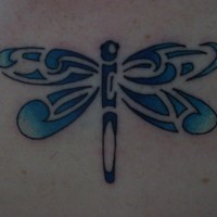 Tribal blue dragonfly tattoo