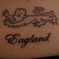 Heraldic lion of england tattoo