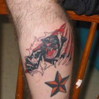 Panther under skin rip tattoo