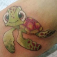 Colorful tattoo with finding nemo squirt