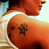 Tattoo for mom  on upper back with designed stars