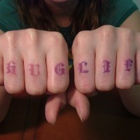 Thug life uv ink knuckles tattoo