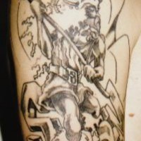 Tattoo-Design mit Wiking Krieger mit Axt