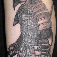 Sad japanese warrior tattoo