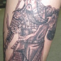 Big asian warrior tattoo with spear