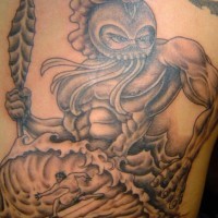 Big and strong oceanic warrior tattoo