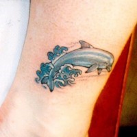 Water animal tattoo with blue delphine