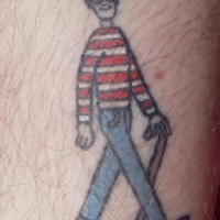 Waldo with stick tattoo