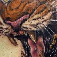 Super realistic tiger tattoo in colour