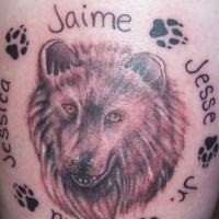 Wolf Tattoo mit Kreis den Namen