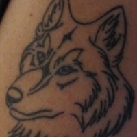 Wolf head tattoo made by black lines