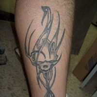 Interesting wolf tattoo on the leg