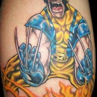 Comics wolverine in flame tattoo
