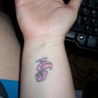 Pink duckling on inner wrist
