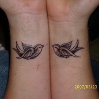 Two sparrows on both wrists tattoo