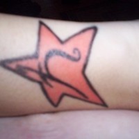 Coloured star on wrist