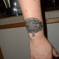 Tree outward wrist tattoo