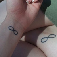 Unendlichkeit Zeichen Tattoo an beiden Handgelenken
