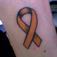 Yellow ribbon symbol tattoo