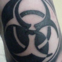 Black yin and yang biohazard tattoo