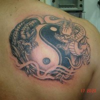Yin yang tattoo with tiger & dragon