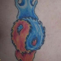 Yin yang tattoo with water and fire