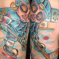 Zombie hockey tattoo