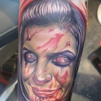 Zombie girl tattoo portrait