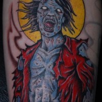Tatuaje el zombi en azul como ángel caído