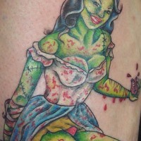 Bloody zombie girl tattoo