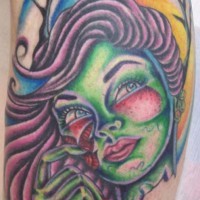 Zombie female face tattoo