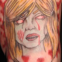 Ugly zombie woman tattoo