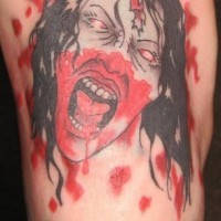 Zombie bloody face tattoo