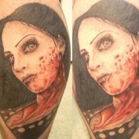 Zombie brunette tattoo