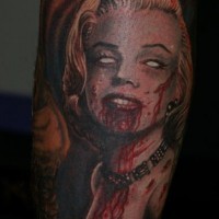 Zombie woman tattoo on forearm