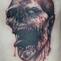 Horrible zombie head tattoo