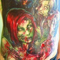 Tatuaje enorme de los zombies