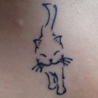 Minimalistic stepping cat tattoo