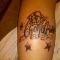 Tattoo with four stars and nice crown