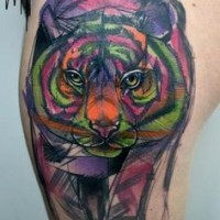 Modern style colourful tattoo of tiger