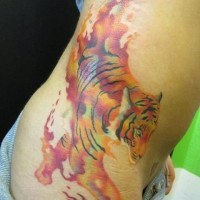 Tiger tender watercolor  tattoo on side