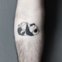 Tine black ink tattoo of panda bear