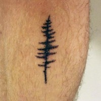 Tatuaje chiquitín el árbol solitario en negro en la pierna