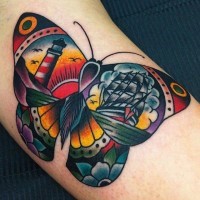 cittadina farfalla tradizionale tatuaggio disegno idea