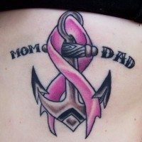 ancoraggio tradizionale tatuaggio con nastro rosa