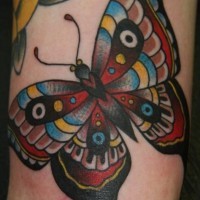 Traditional butterfly tattoo for lady