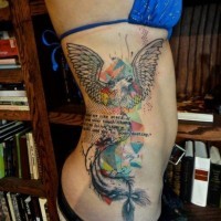 Trash polka phoenix tattoo on ribs by xoil
