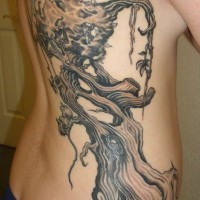 Tree of life tattoo on ribs